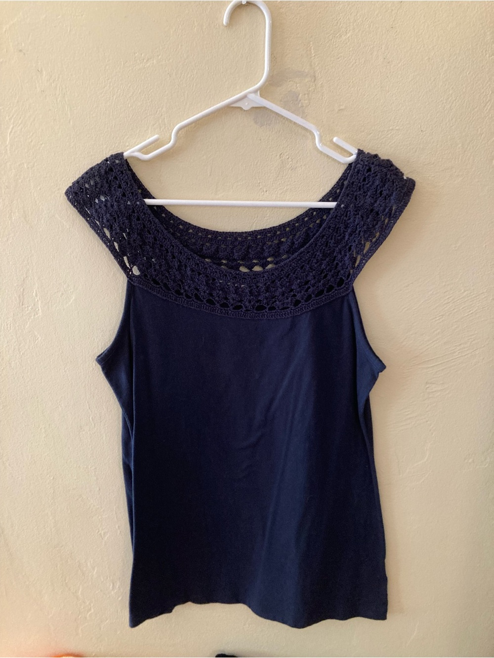 Tommy Hilfiger Navy Crochet Yoke Tank
